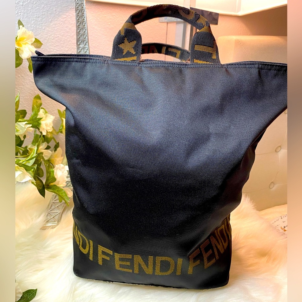 FENDI Black Nylon Tote Handbag